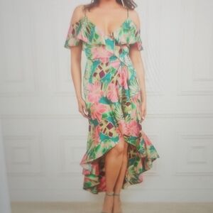 MARCIANO PARADISO WRAP MIDI DRESS SIZE 4